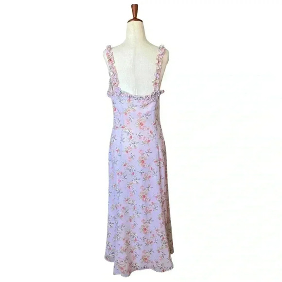 Lovers + Friends Sun Room Button Ruffle Midi Dress Pirple Lilac Size Small - Picture 5 of 8
